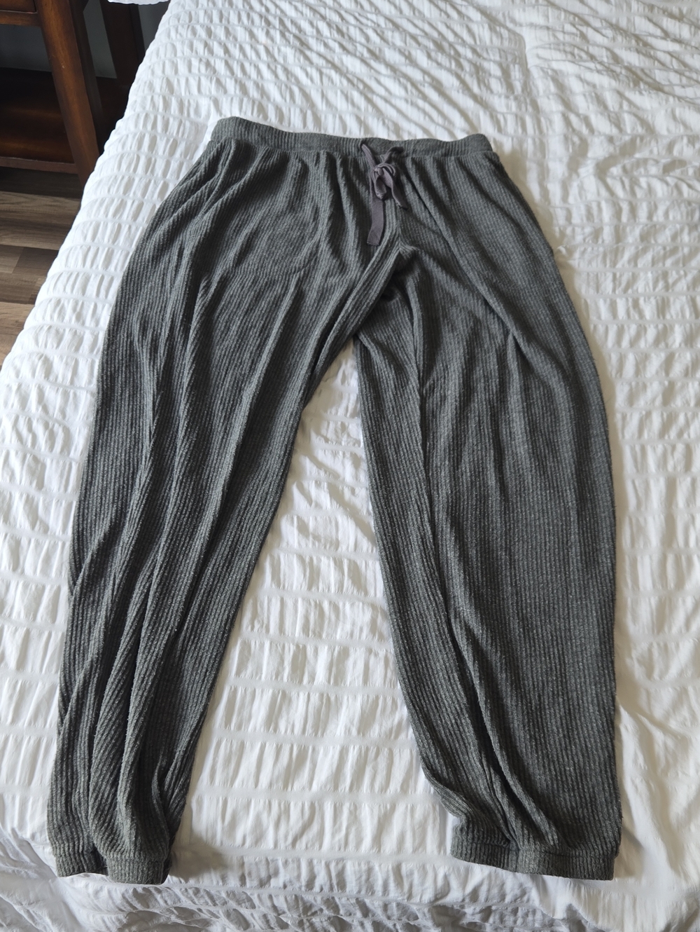 Womens Casual Ribbed Lounge Pants - Gray